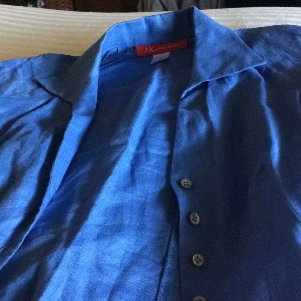 Royal Blue button up blouse petite